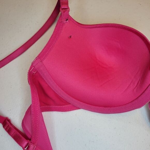 JEZEBEL Y2K Hot Pink Padded Underwire Bra 34C Faux Zipper Cups - Picture 10 of 12